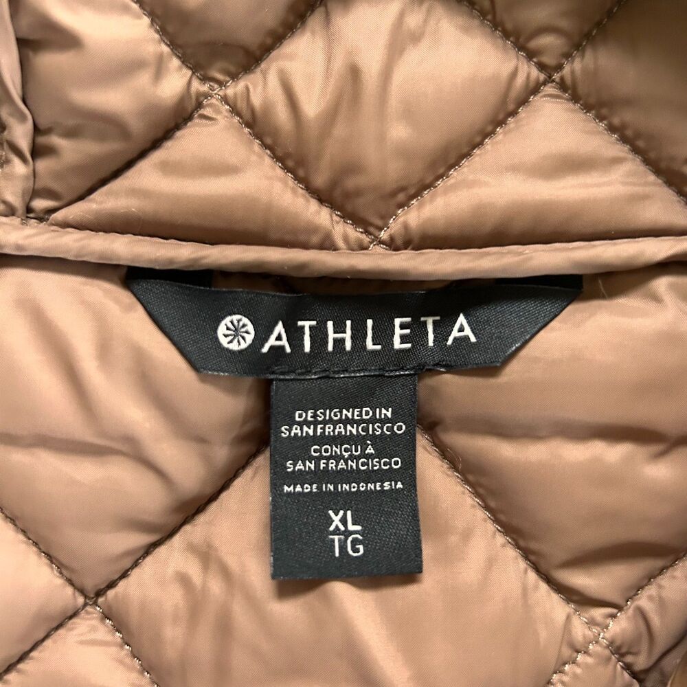 Athleta Whisper Featherless Parka XL Quilted Hooded Coat Brown Fall 2022 - Picture 5 of 11